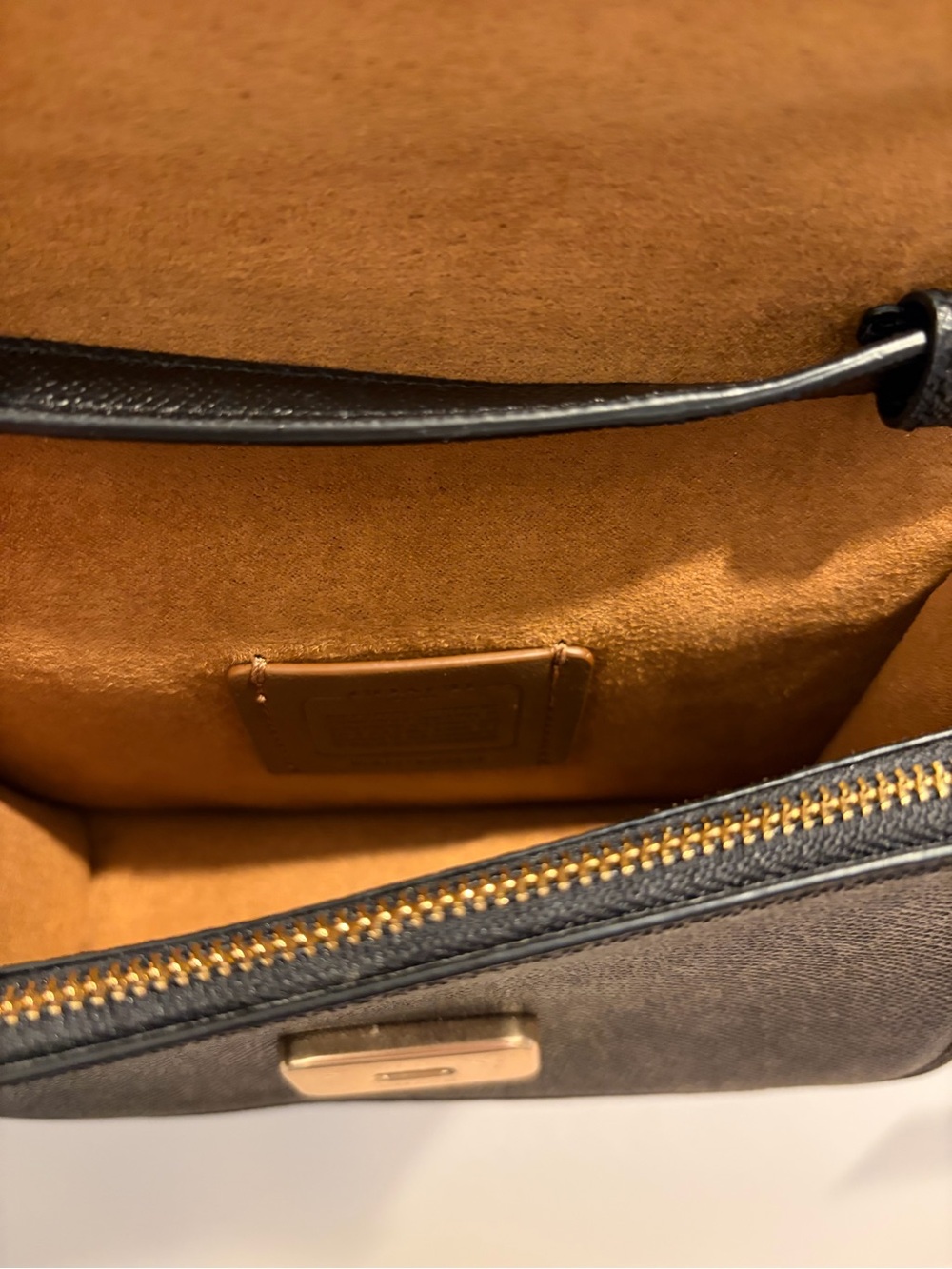 Coach Black Leather Crossbody Bag with Gold Logo - Picture 5 of 5